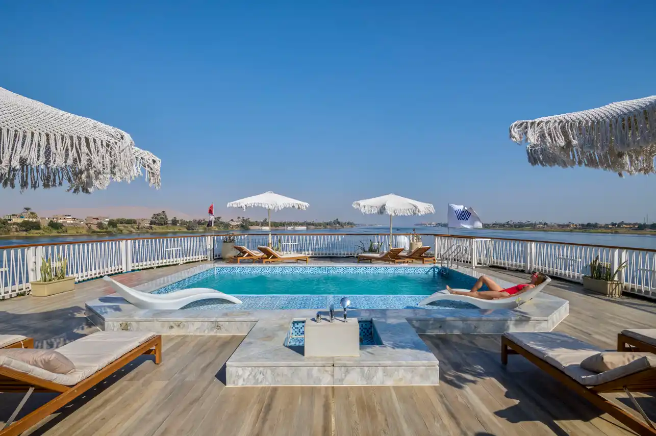 Sun deck of the MS Tamr Henna Nile Cruise Nile cruise